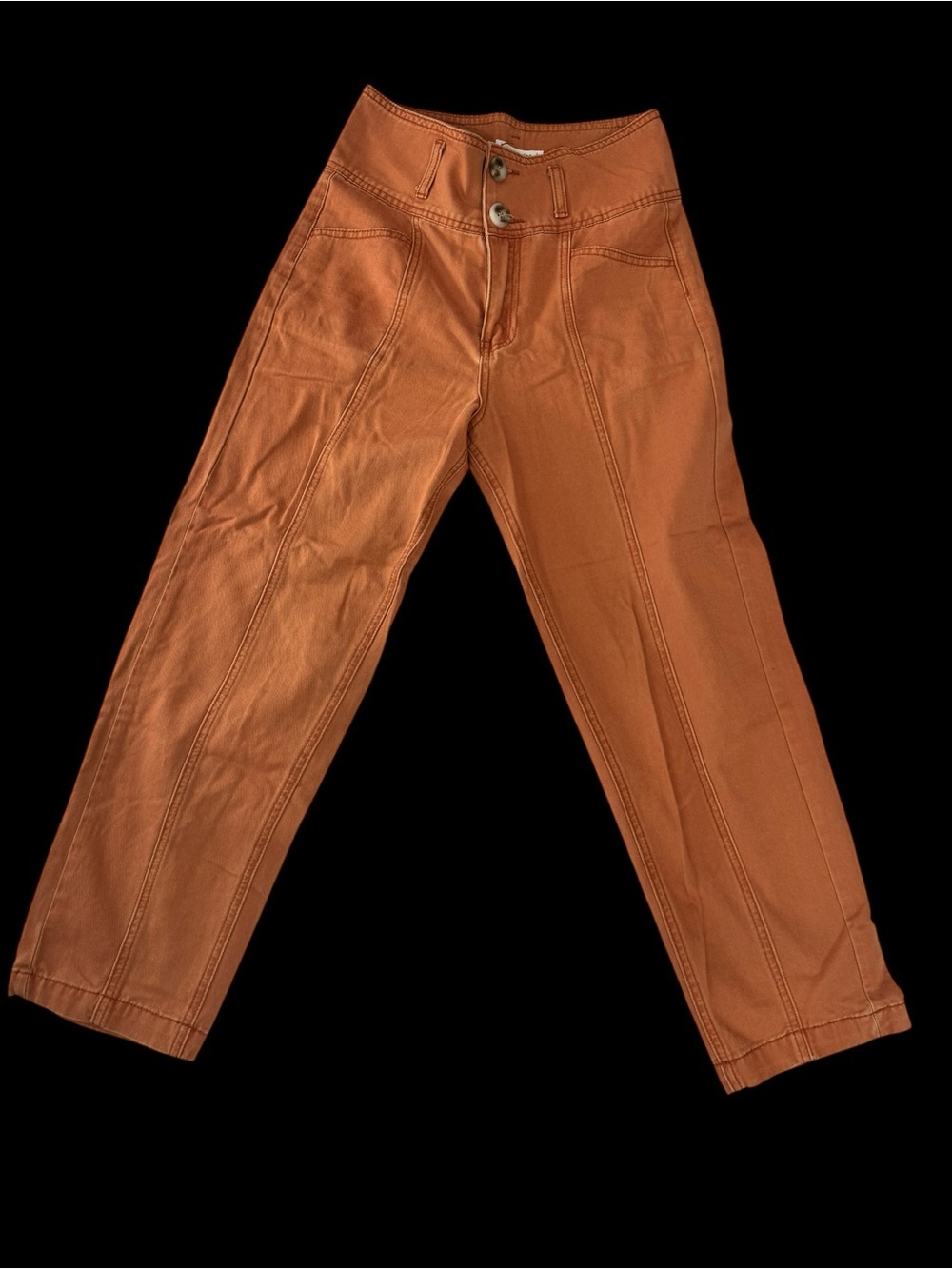 Blu Pepper Rust Orange High-Waist Straight Pants